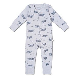 Organic 2-Way Zip Romper - Airplanes